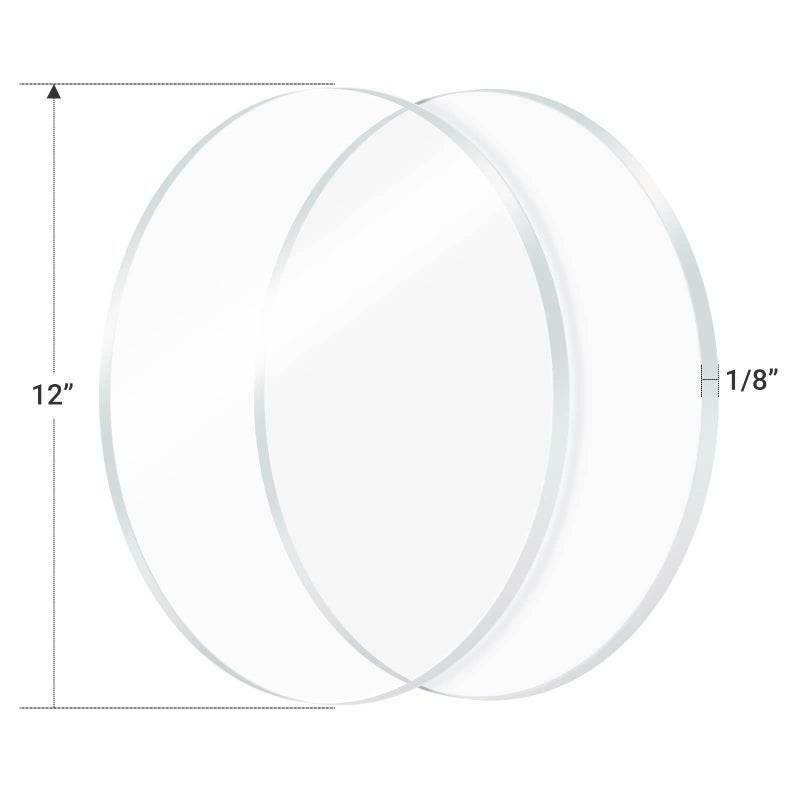 iteshuai 2 Pieces 1/8"" Round Plexiglass Sheet, 12 Inch Diameter Clear Acrylic Circle, Round Cake Disk Acrylic Sheet, Plexiglass Table Top, Acrylic Backdrop - Image 4